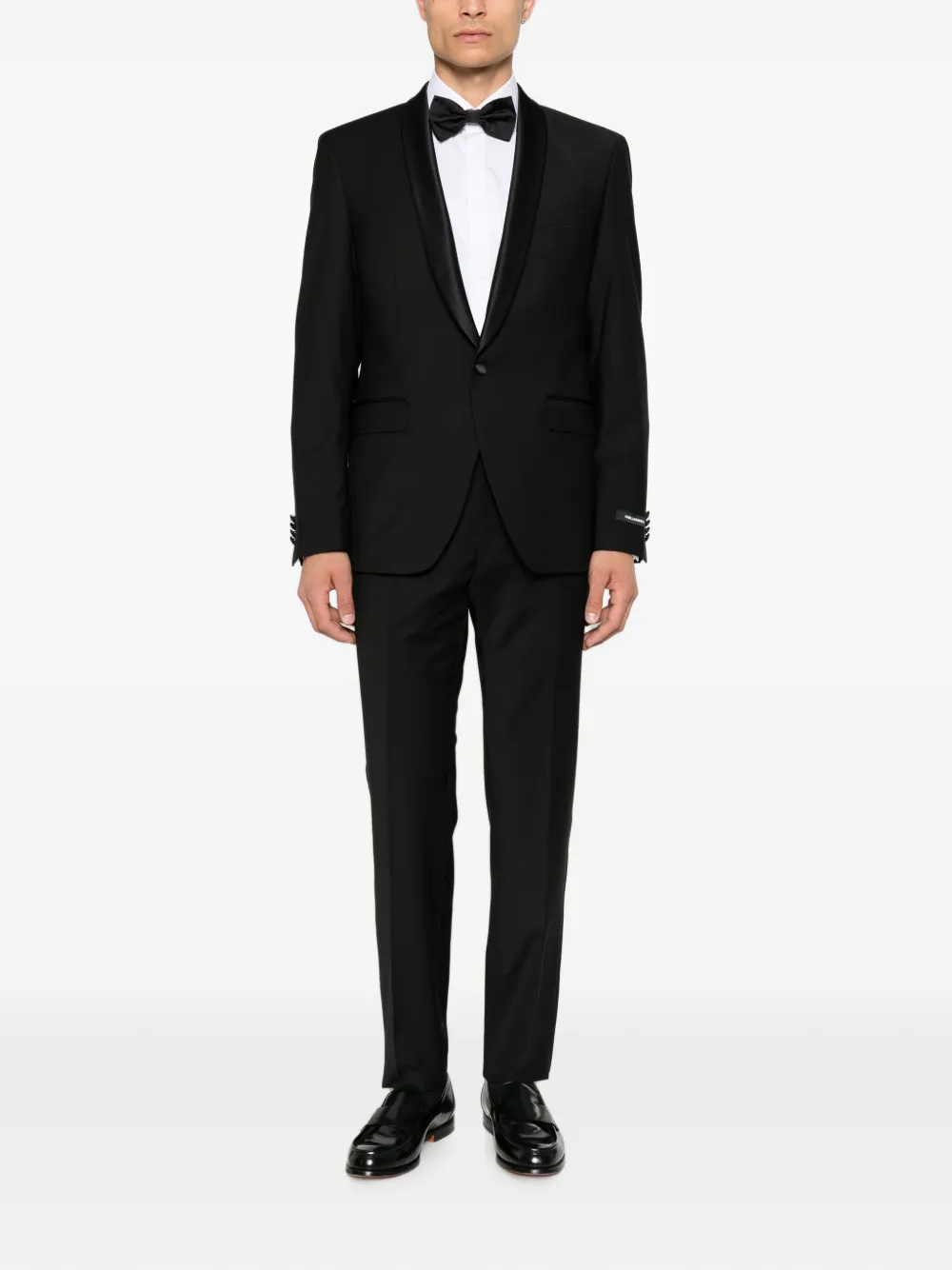 Karl Lagerfeld Blazer met satijnen afwerking en knopen Zwart