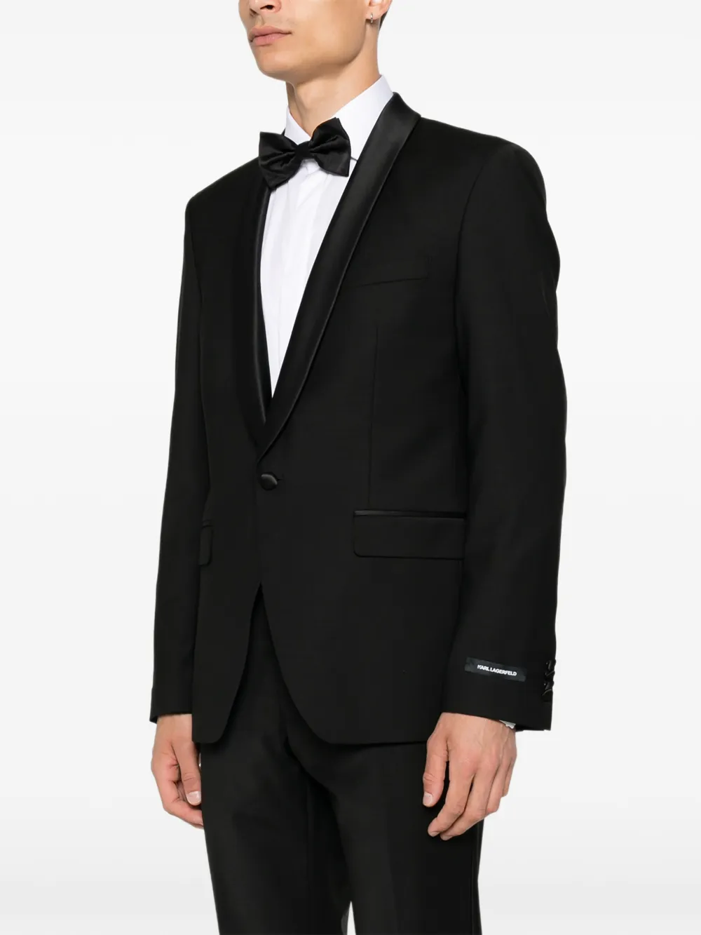 Karl Lagerfeld Blazer met satijnen afwerking en knopen Zwart