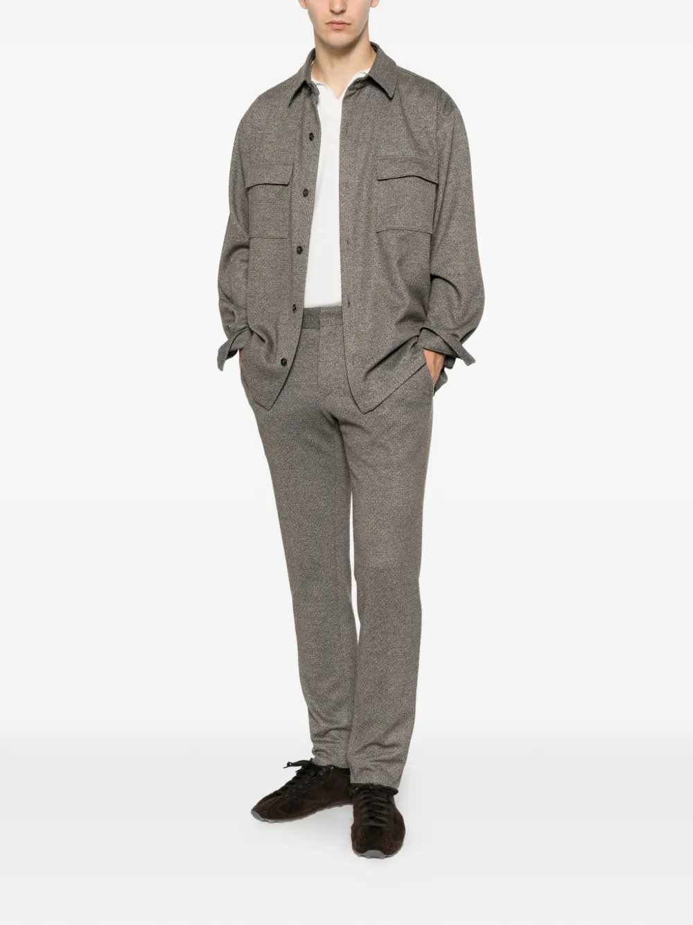 Karl Lagerfeld Shirtjack met borstzak Grijs