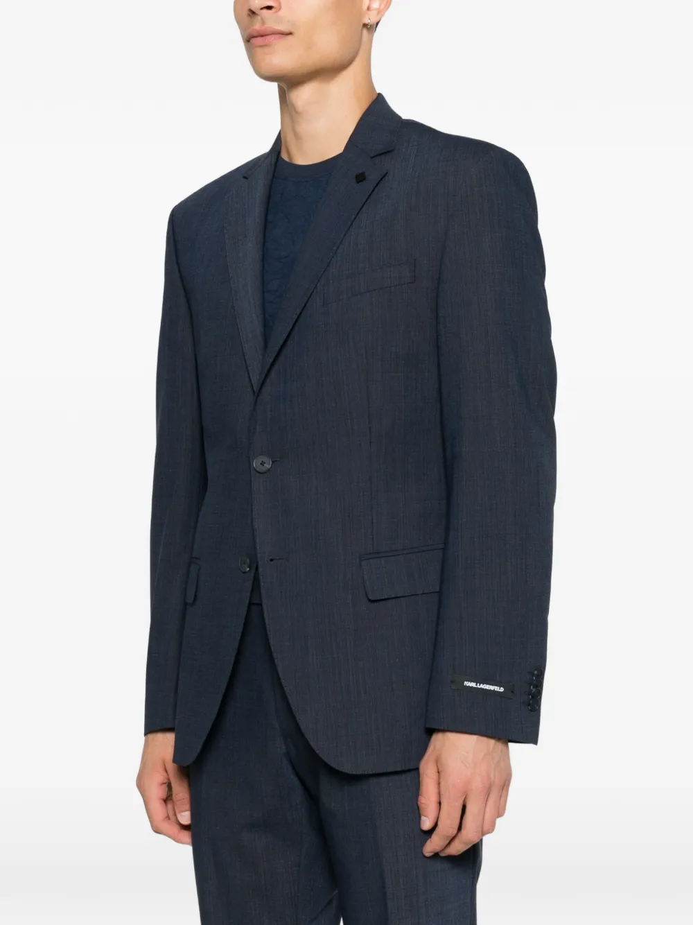 Karl Lagerfeld Blazer met enkele rij knopen en gekerfde revers Blauw