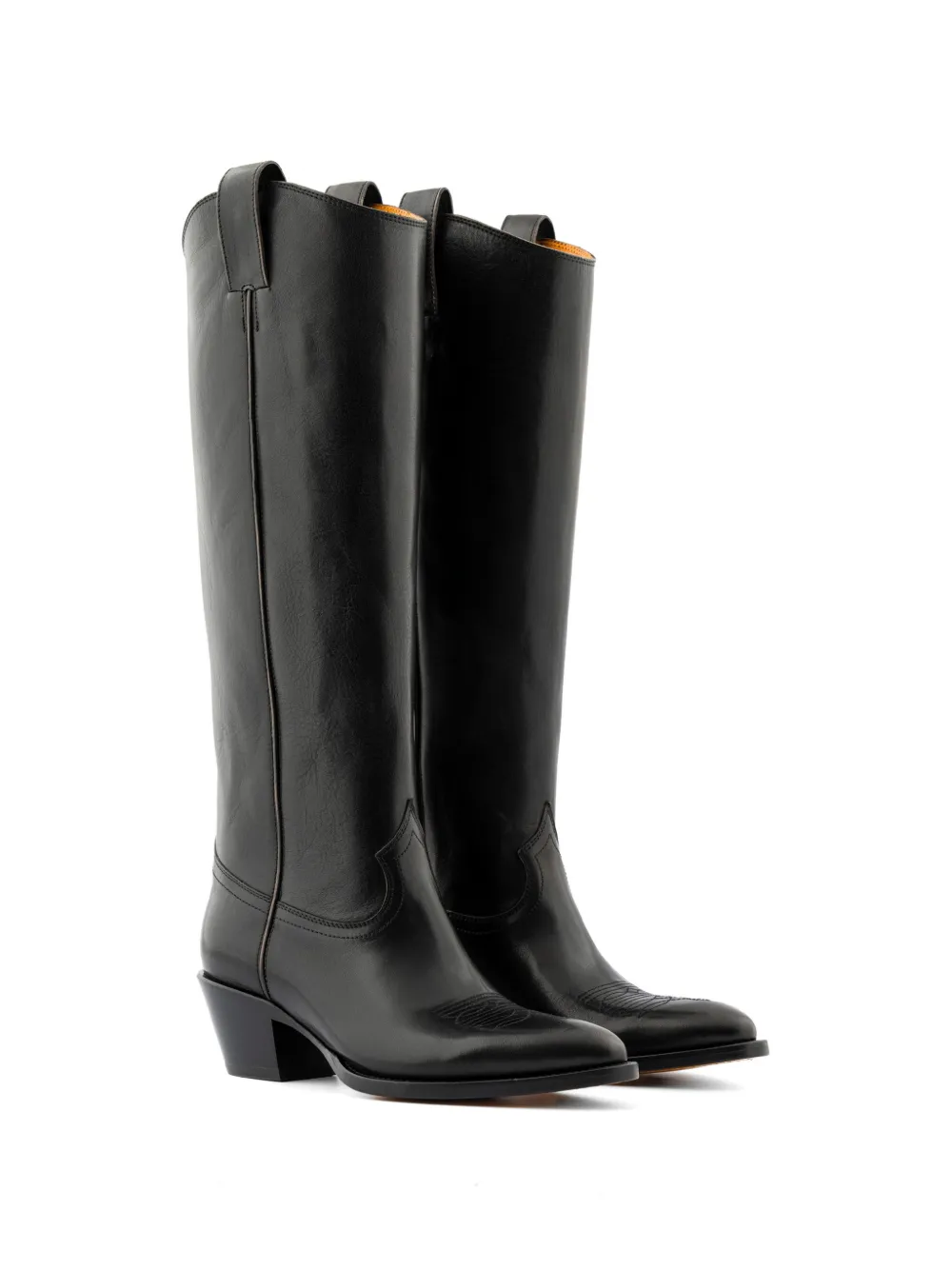 Buttero embroidered leather boots Zwart