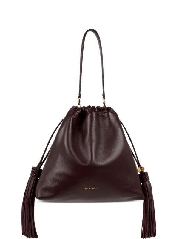 Etro Medium Leather Kalispera Bag with Tassels in Brown