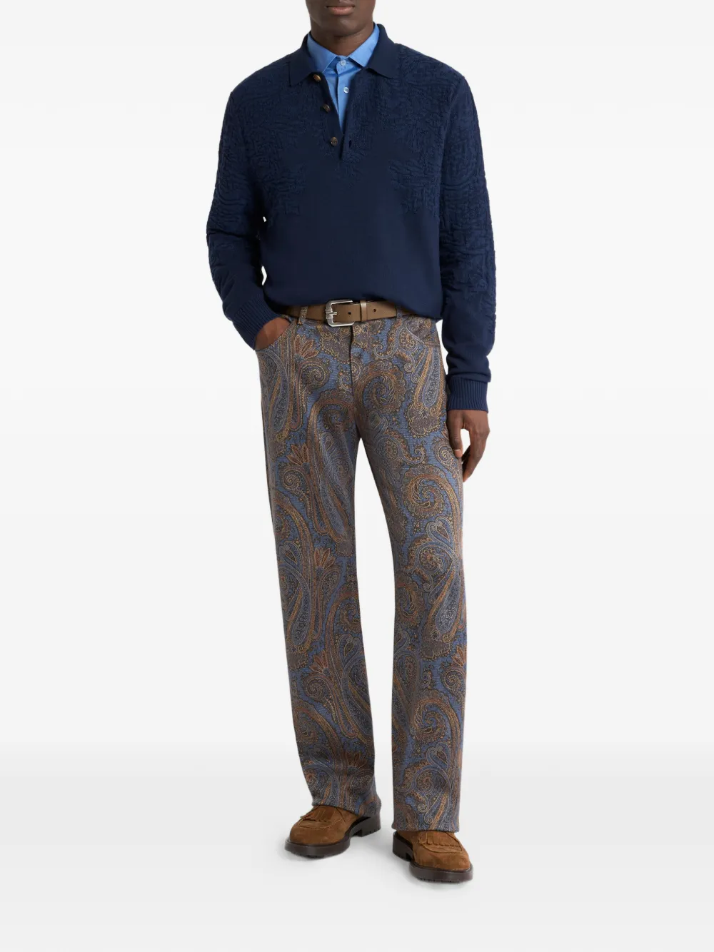 ETRO Overhemd met Pegaso-borduurwerk Blauw