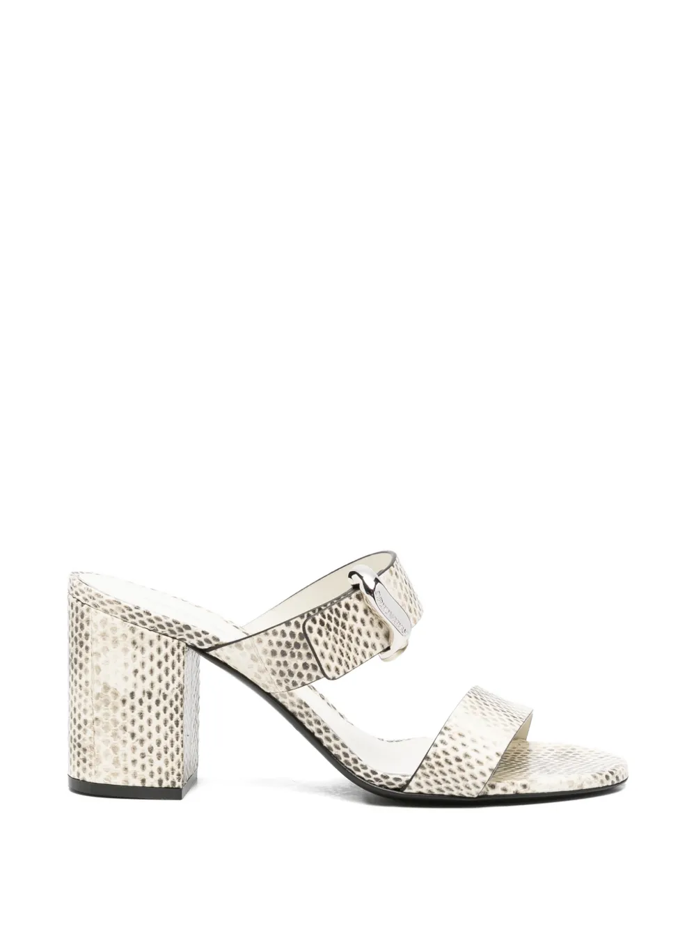 Emporio Armani snakeskin-effect buckle-strap sandals Beige