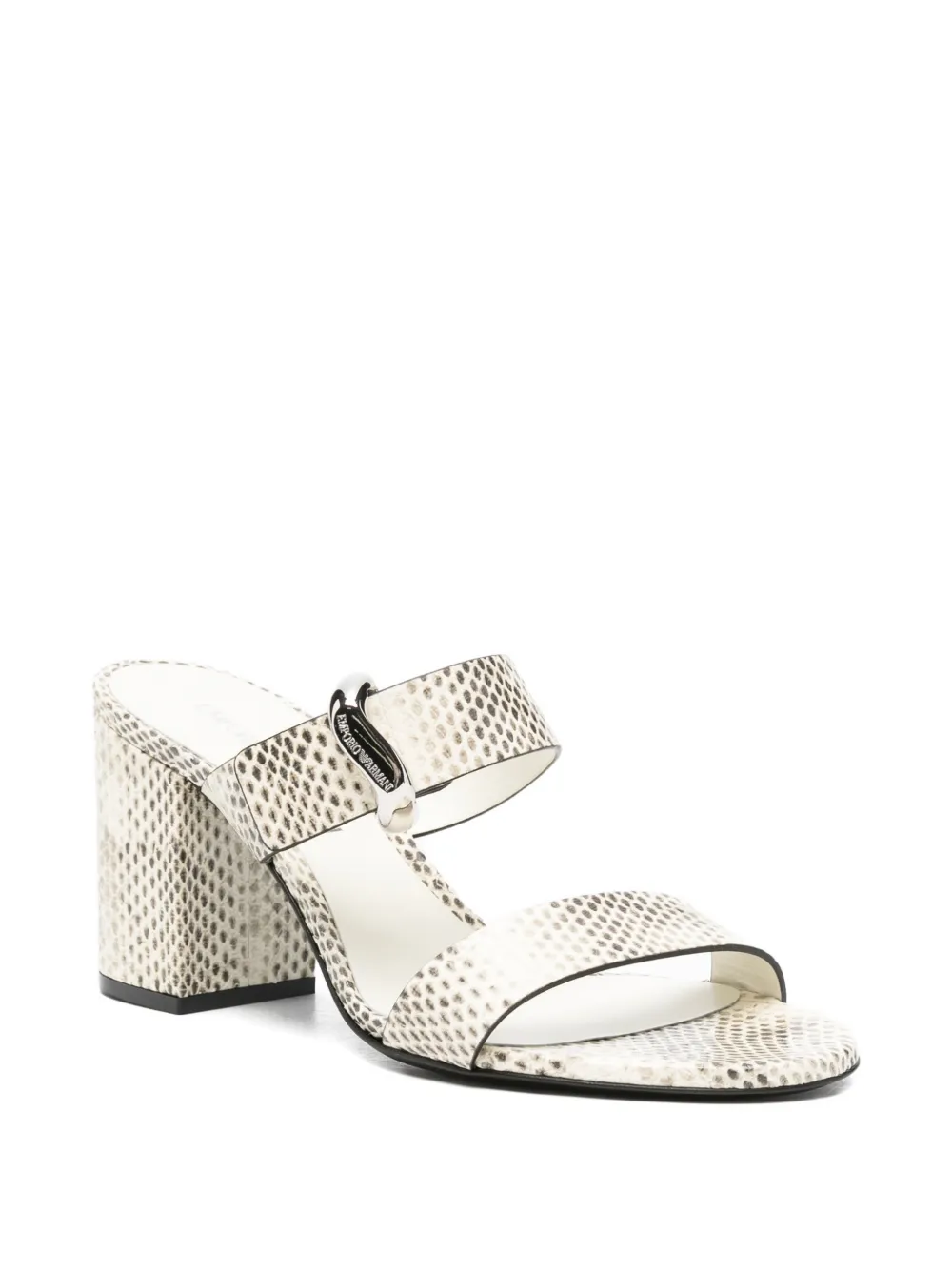 Emporio Armani snakeskin-effect buckle-strap sandals Beige