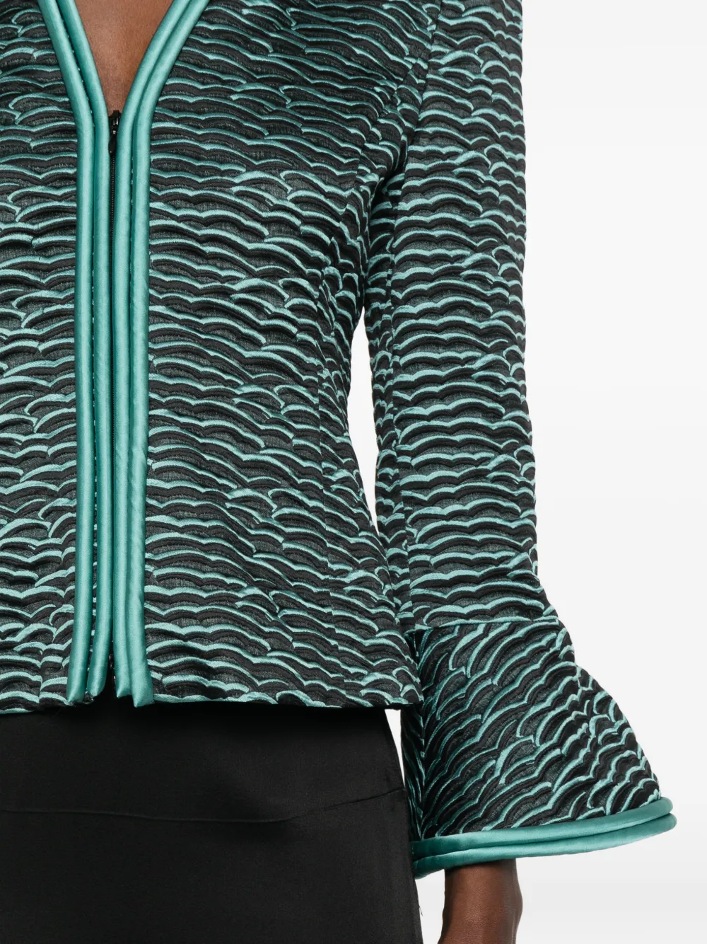 Emporio Armani Getextureerd jack met ruchemouwen Zwart