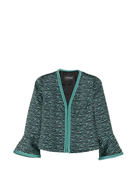 Emporio Armani textured ruffled-sleeve jacket