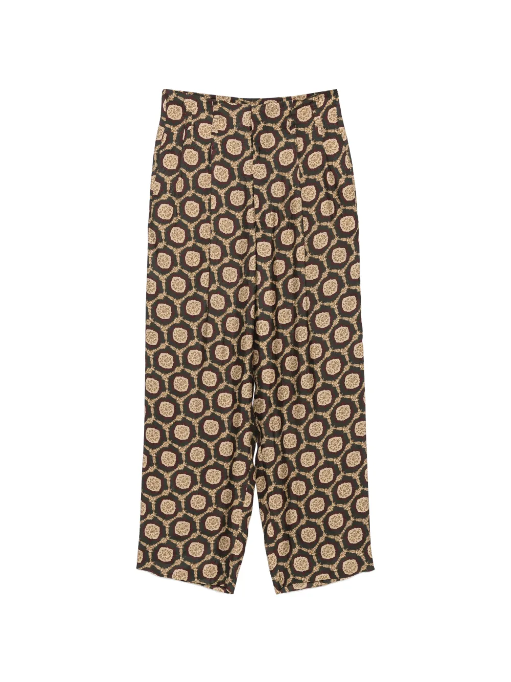 Emporio Armani geometric-print pleated trousers - Marrone