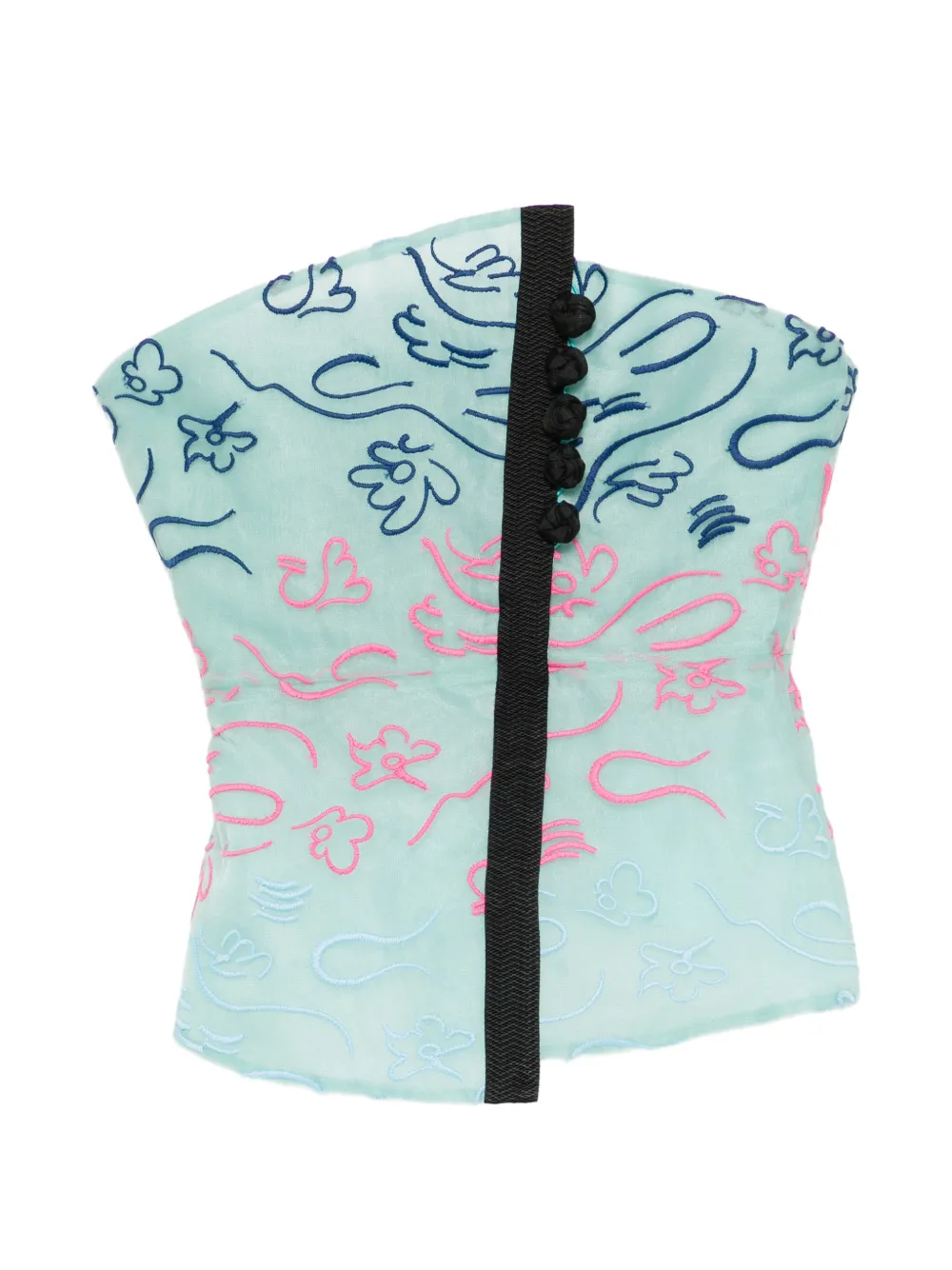 Emporio Armani embroidered strapless top - Blu