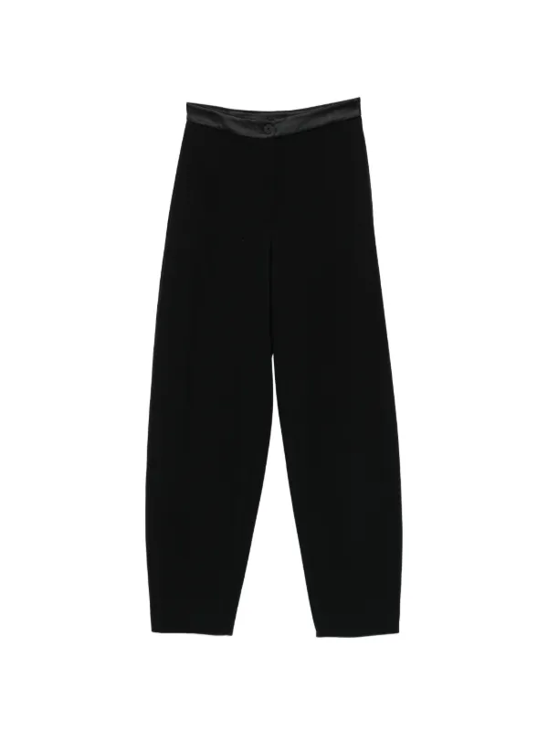 Emporio Armani Satin-trim Tapered Trousers in Black
