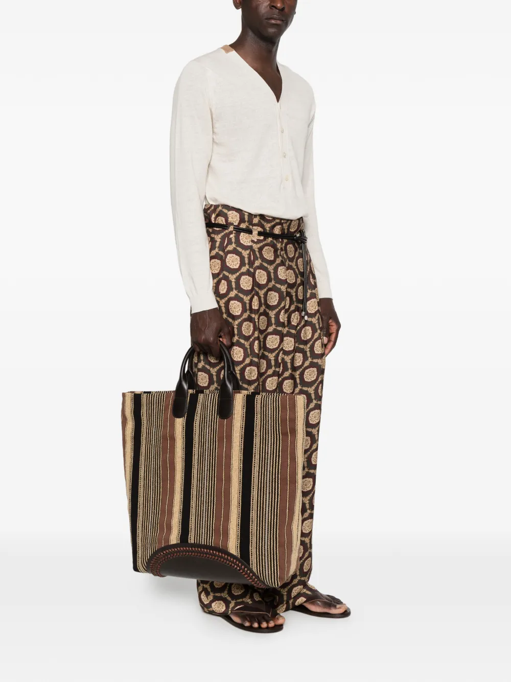 Emporio Armani Gestreepte shopper Bruin
