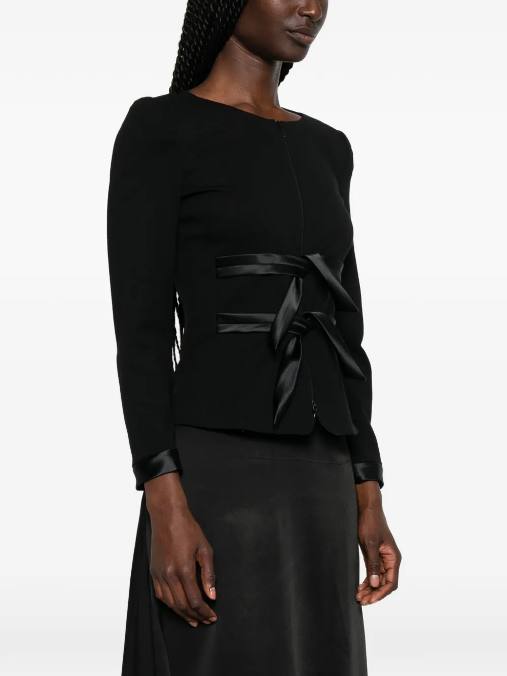 Emporio Armani Kraagloos jack met strikdetail Zwart