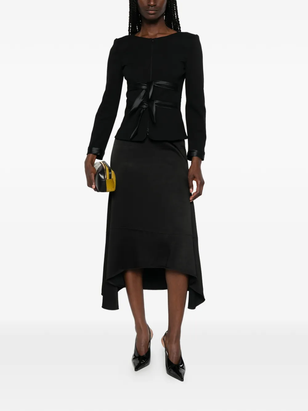 Emporio Armani Kraagloos jack met strikdetail Zwart