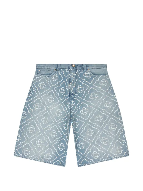 Casablanca pearl-monogram denim shorts