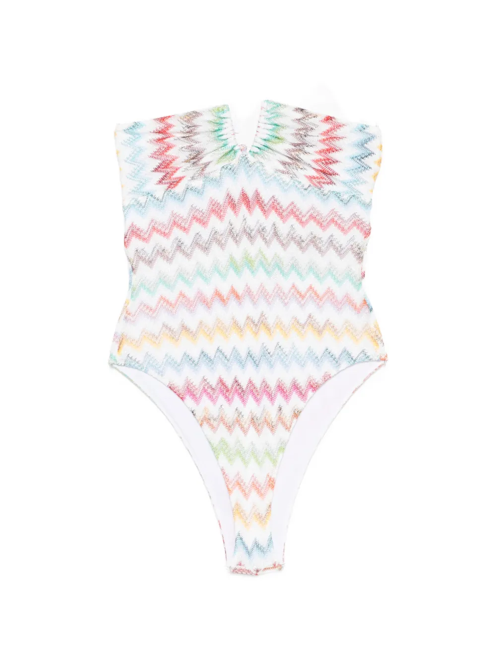 Missoni zigzag-knit halterneck swimsuit - Bianco