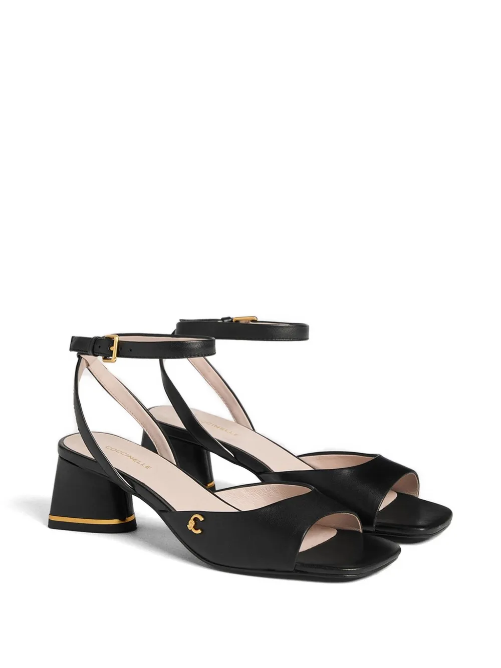 Coccinelle C-Everyday sandalen met enkelbandje en logoplakkaat Zwart