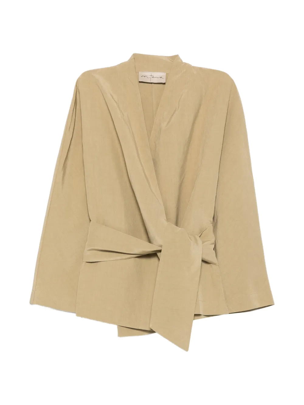 Cortana Simona belted wrap jacket - Nude