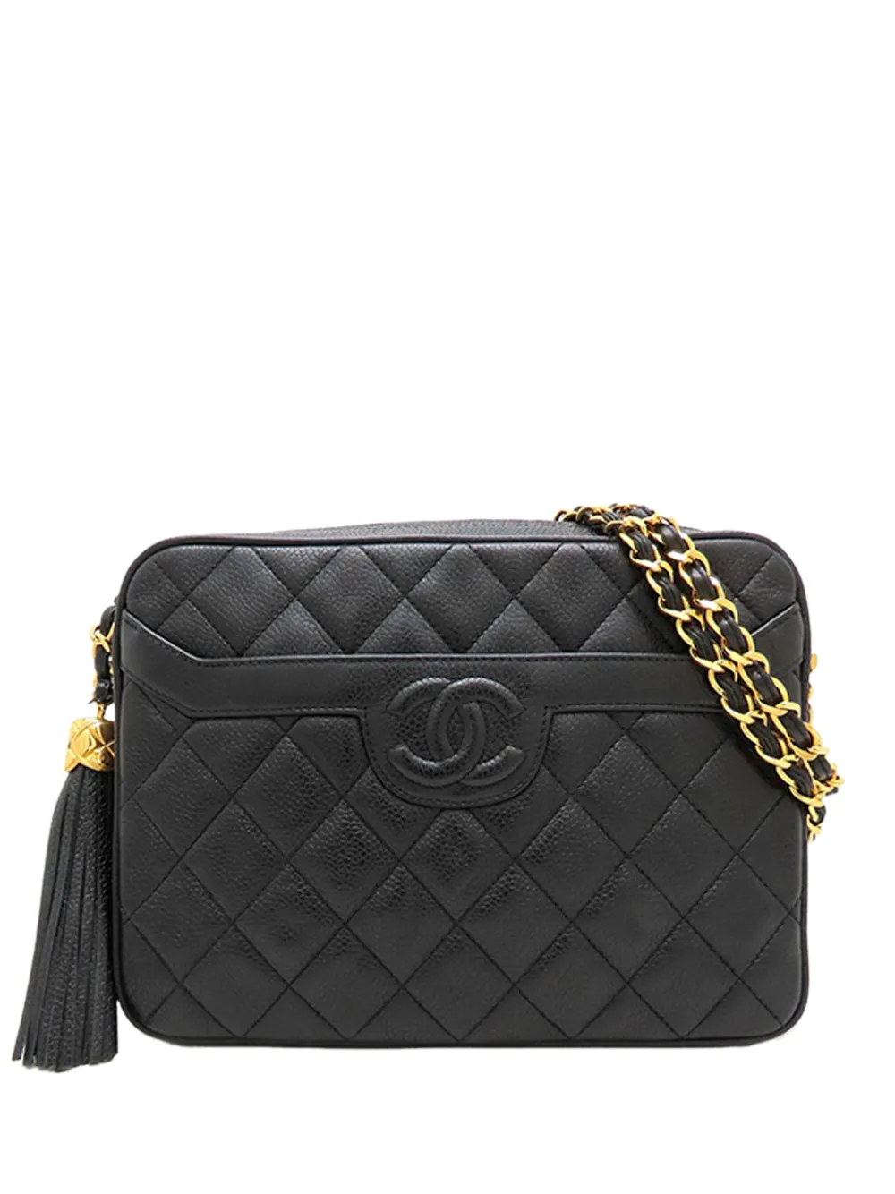 CHANEL Pre-Owned 1991-1994 CC Quilted Caviar Tassel Camera Bag crossbody bag - Nero