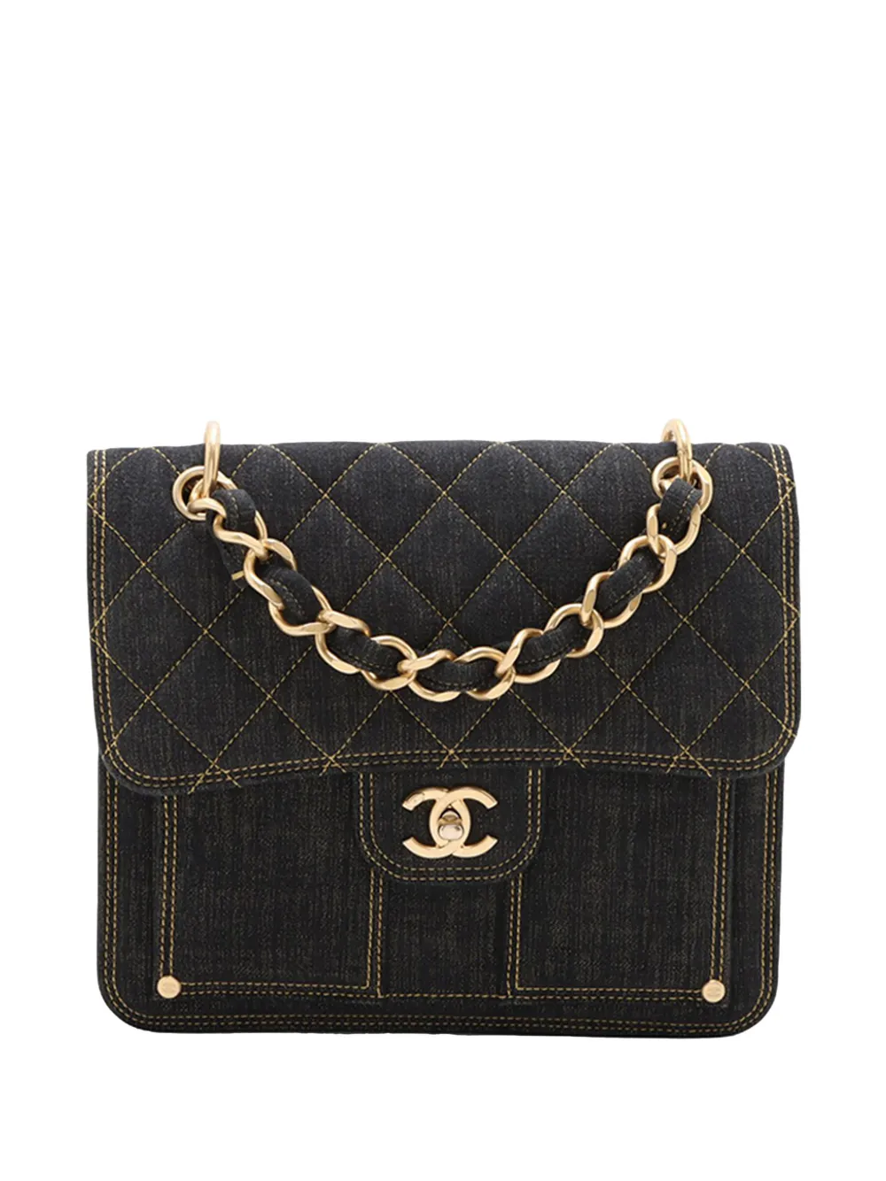 CHANEL Pre-Owned 2021-2026 Quilted Denim Double You Flap backpack - Blu