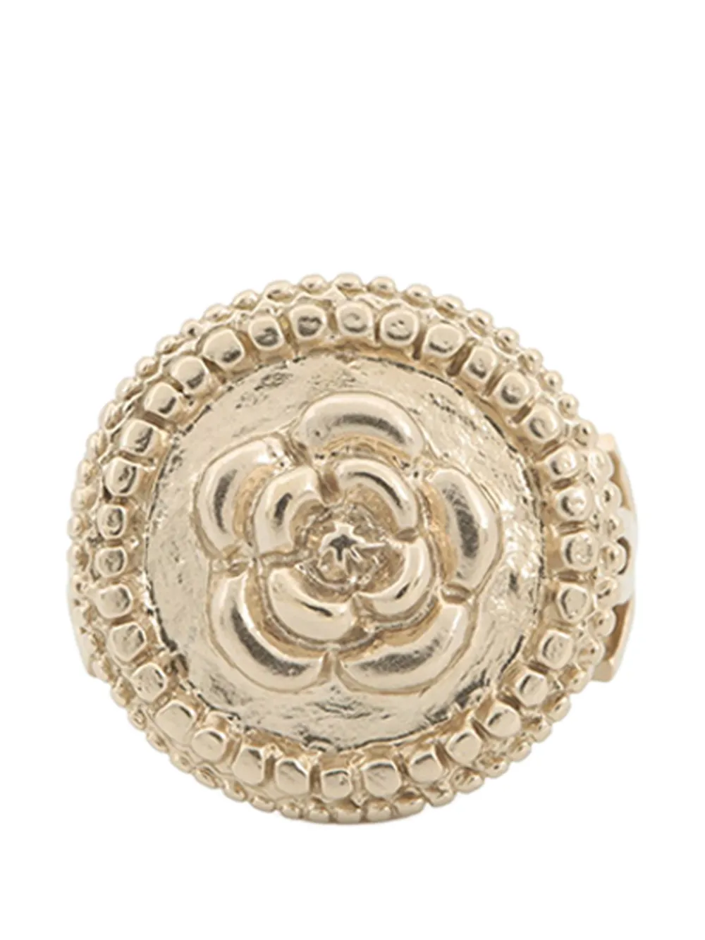 CHANEL Pre-Owned 2015 CC Gold Plated Camellia Ring costume ring - Oro