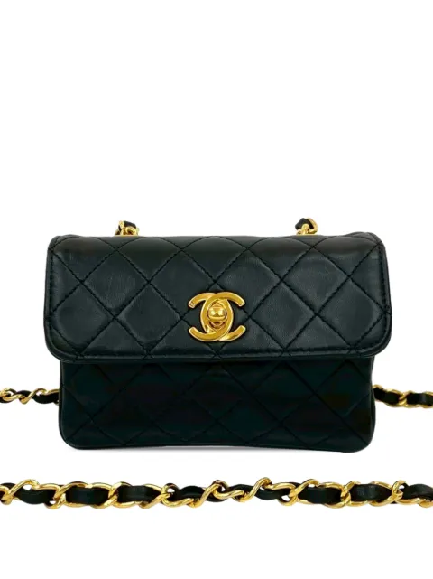 CHANEL Pre-Owned 1989-1991 Micro CC Quilted Lambskin Turn Lock Flap crossbody bag
