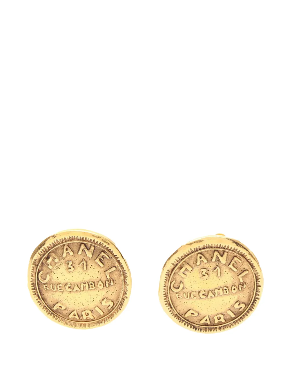 CHANEL Pre-Owned 1970-1980 Gold Plated 31 Rue Cambon Button Clip On Earrings costume earrings