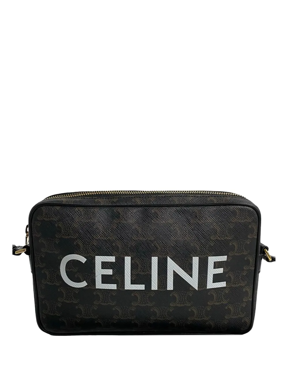 Celine Pre-Owned 2022 Medium Triomphe Coated Canvas Logo crossbody bag - Schwarz