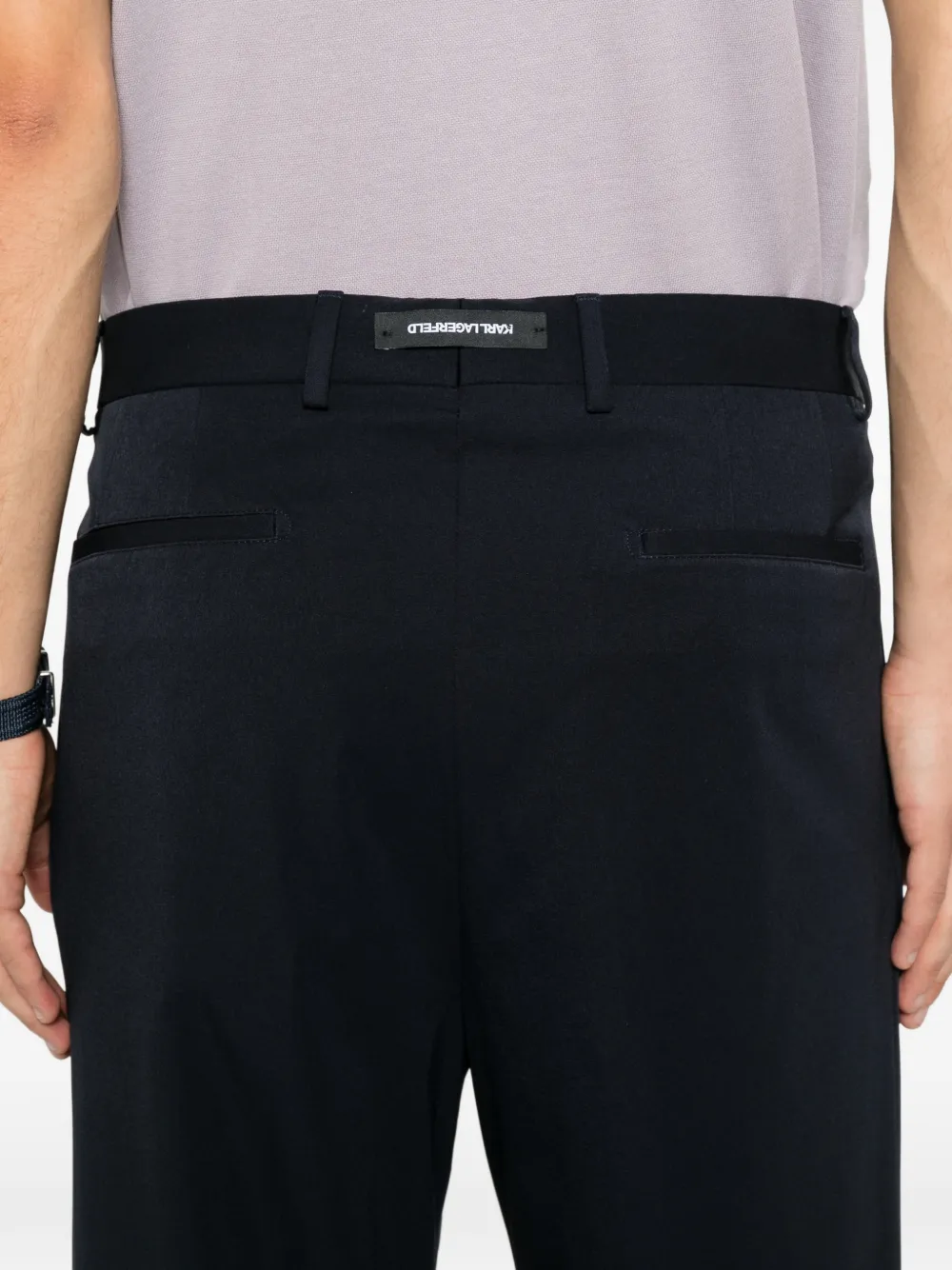 Karl Lagerfeld Smooth plooibroek met wijde pijpen Blauw