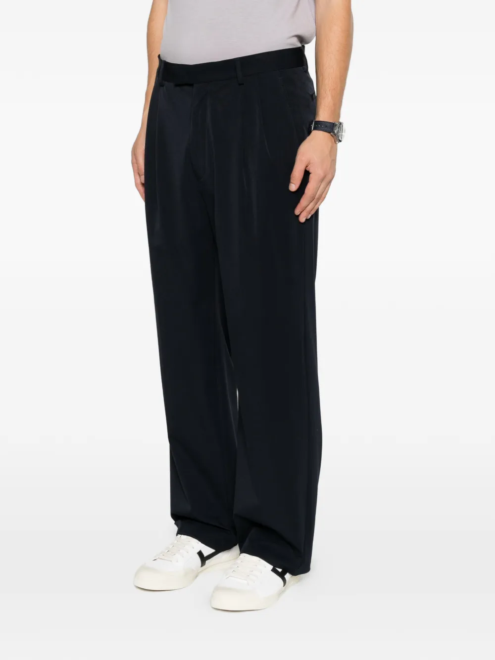 Karl Lagerfeld Smooth plooibroek met wijde pijpen Blauw