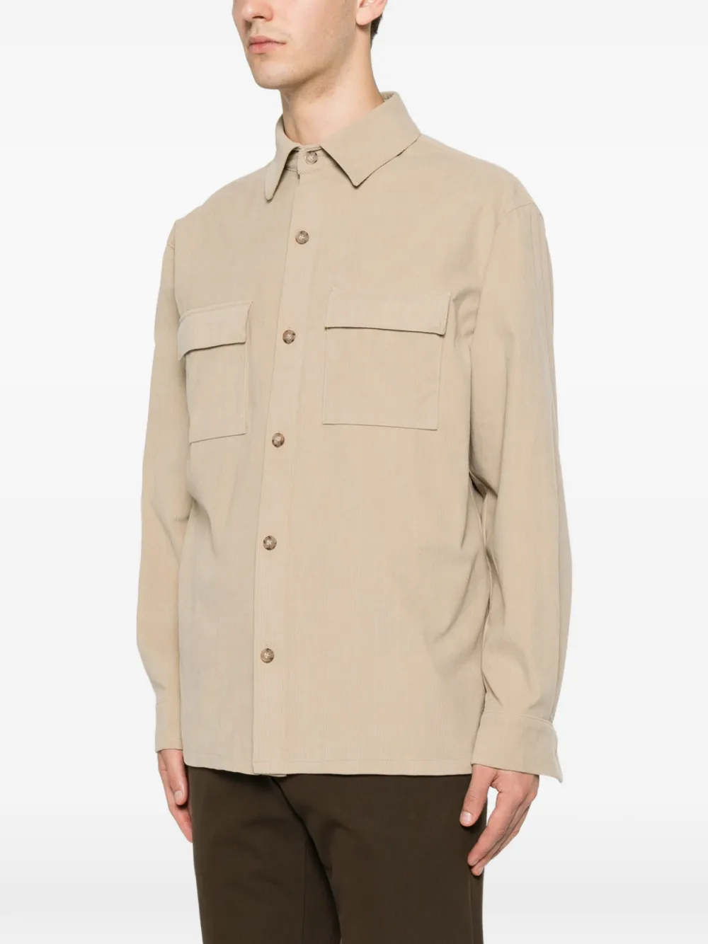 Karl Lagerfeld Shirtjack met ribfluwelen-effect Beige