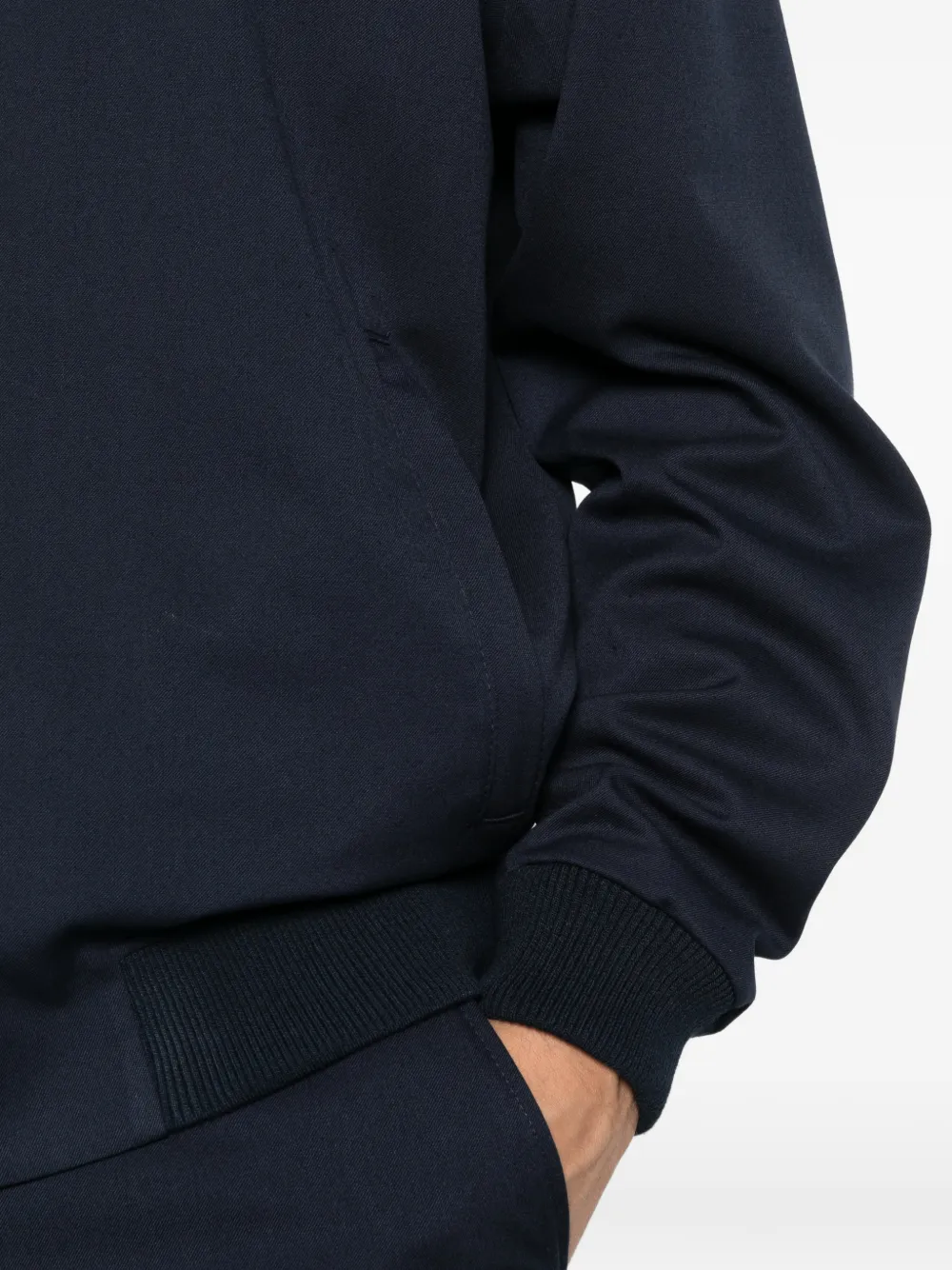 Karl Lagerfeld Bomberjack met geribbelde afwerking Blauw