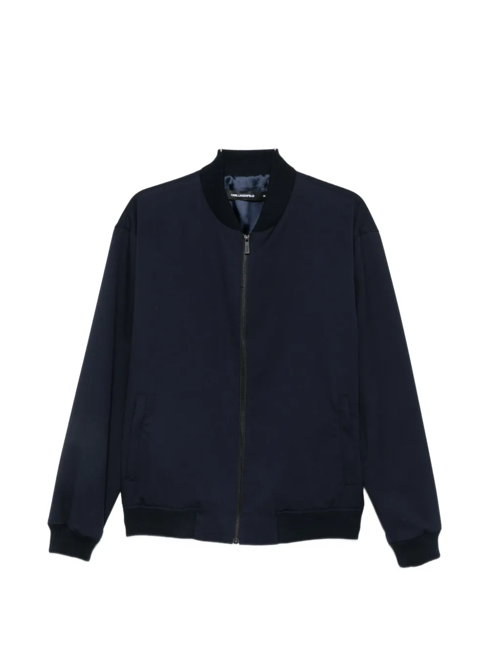 Karl Lagerfeld ribbed-trim zip-up bomber jacket - Blau
