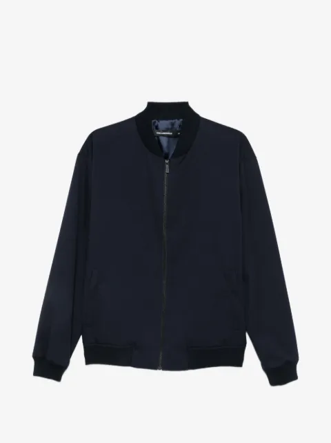 Karl Lagerfeld ribbed-trim zip-up bomber jacket