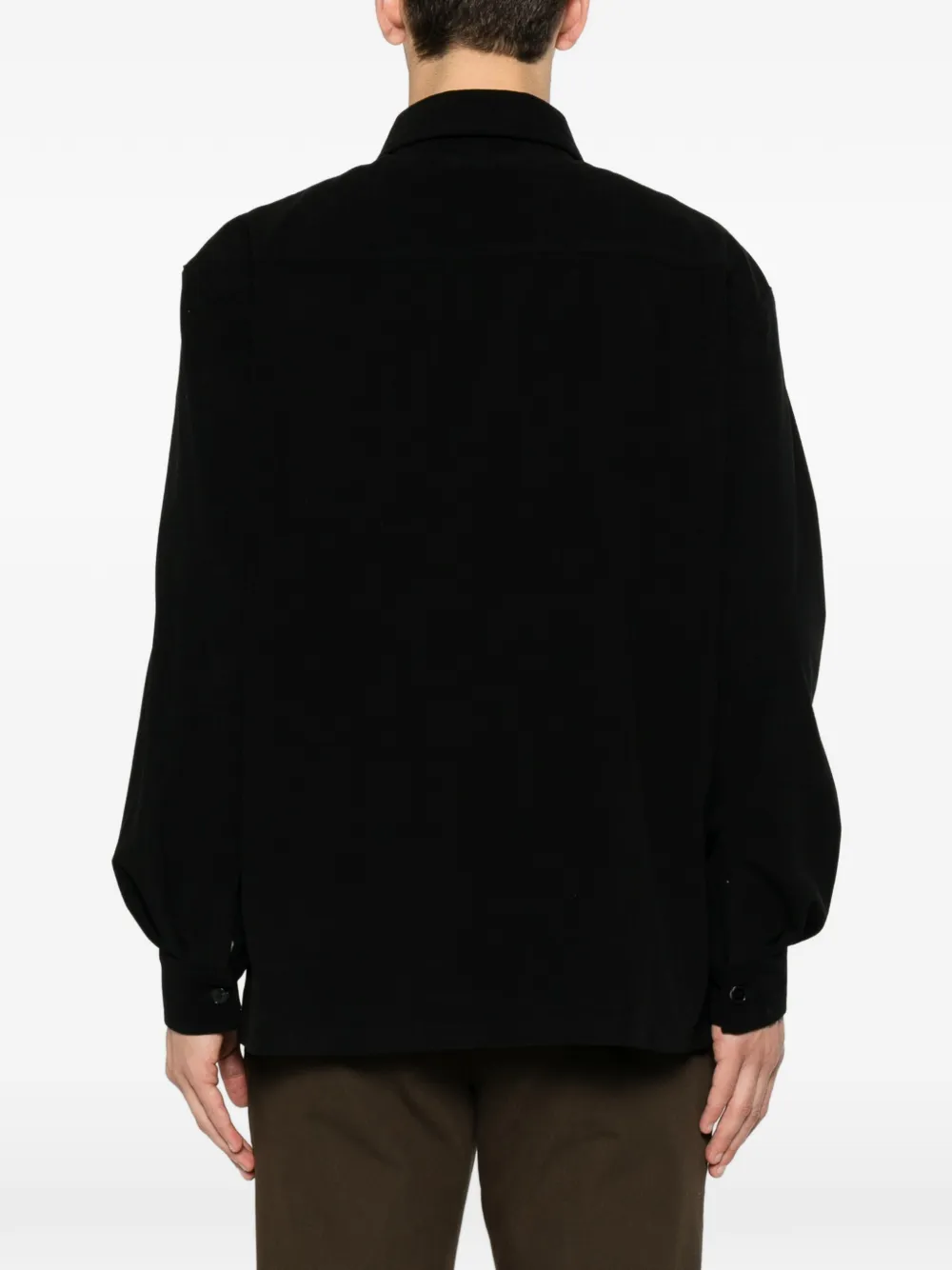 Karl Lagerfeld Shirtjack met klepzak en ribfluwelen textuur Zwart