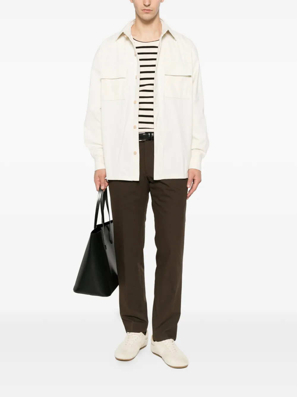Karl Lagerfeld Shirtjack met klepzak en ribfluwelen effect Beige
