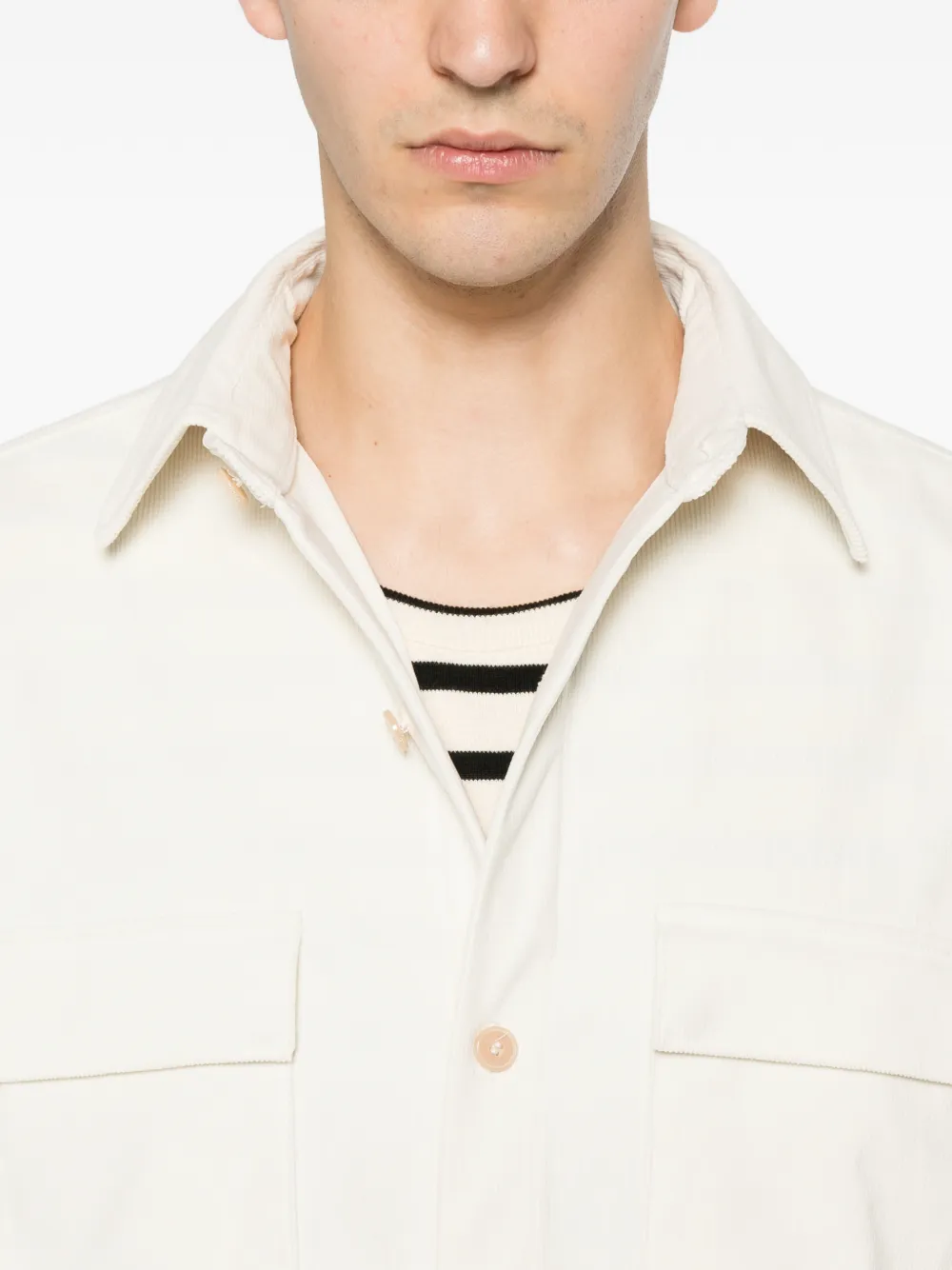 Karl Lagerfeld Shirtjack met klepzak en ribfluwelen effect Beige