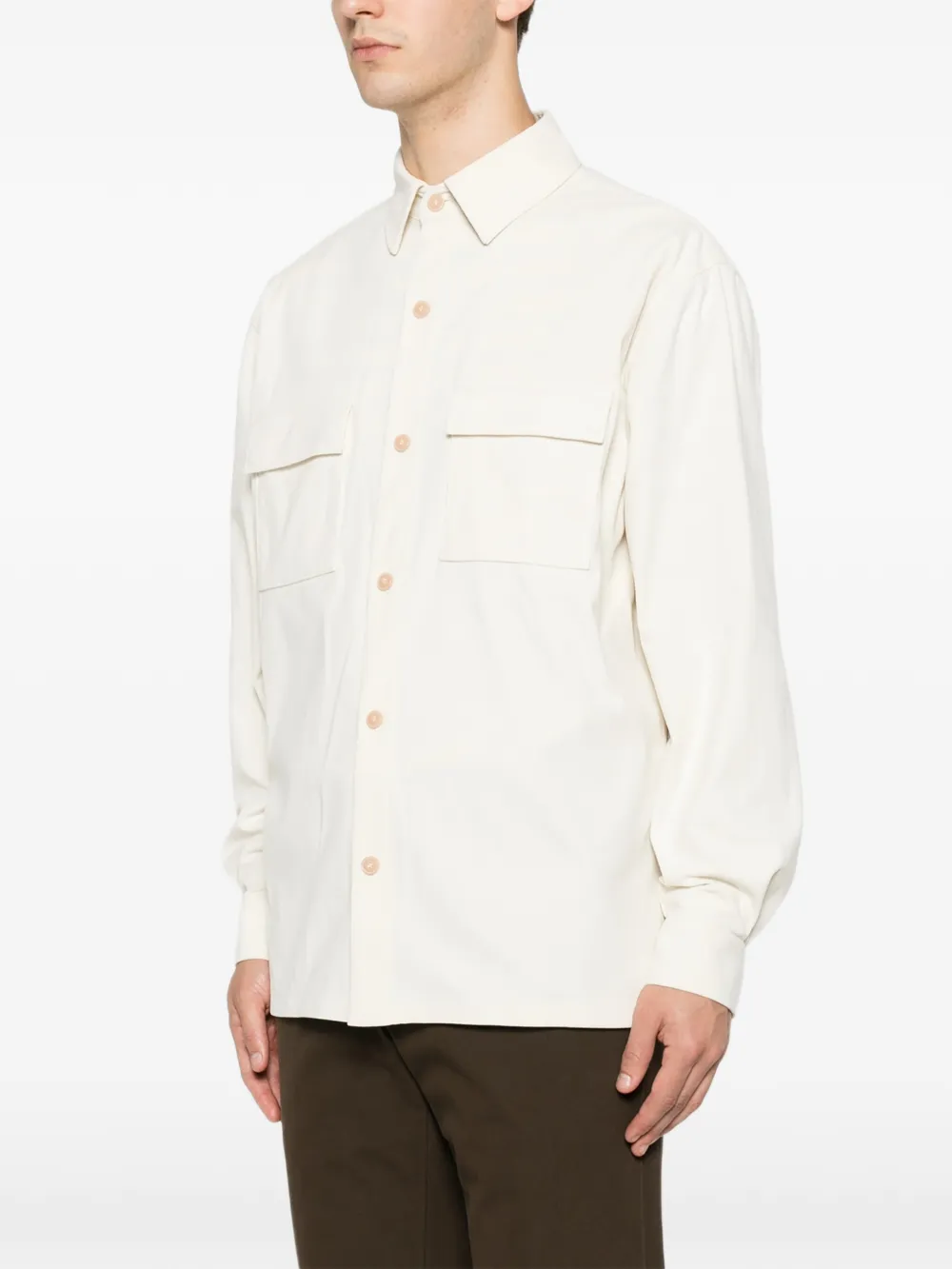 Karl Lagerfeld Shirtjack met klepzak en ribfluwelen effect Beige