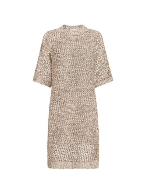 Brunello Cucinelli dazzling chiné net knit dress in silk and linen