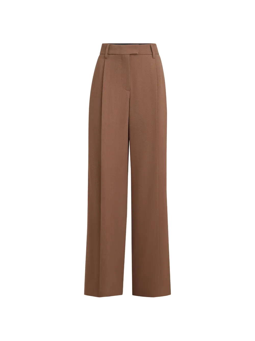 Brunello Cucinelli virgin wool and viscose tricotine loose pleated trousers with monili - Braun