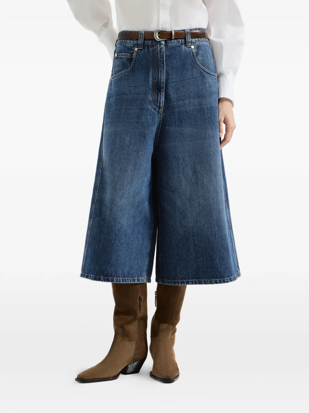  Brunello Cucinelli Vaqueros Capri Con Monili - Azul 