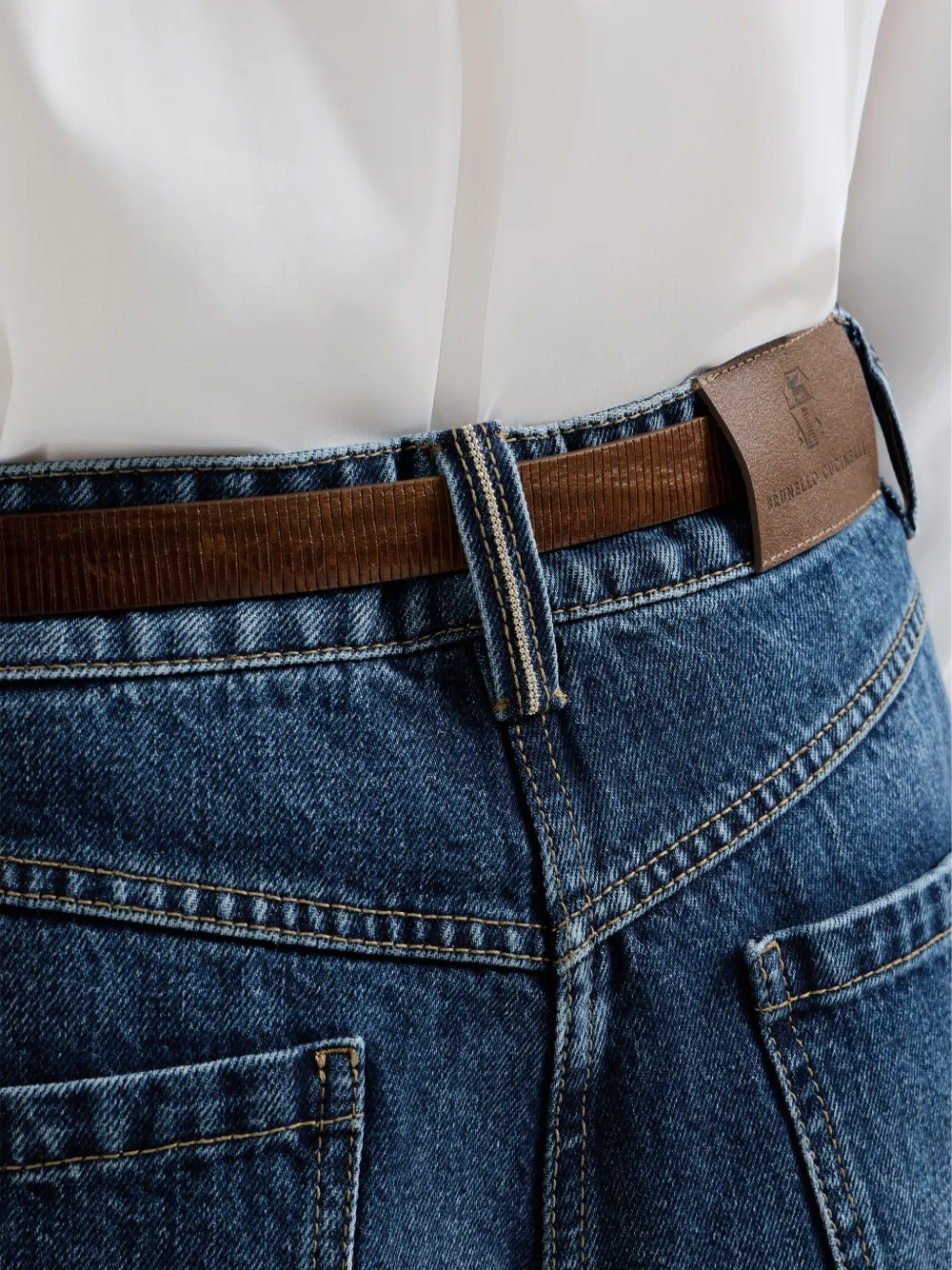 Brunello Cucinelli Cropped jeans met monili Blauw