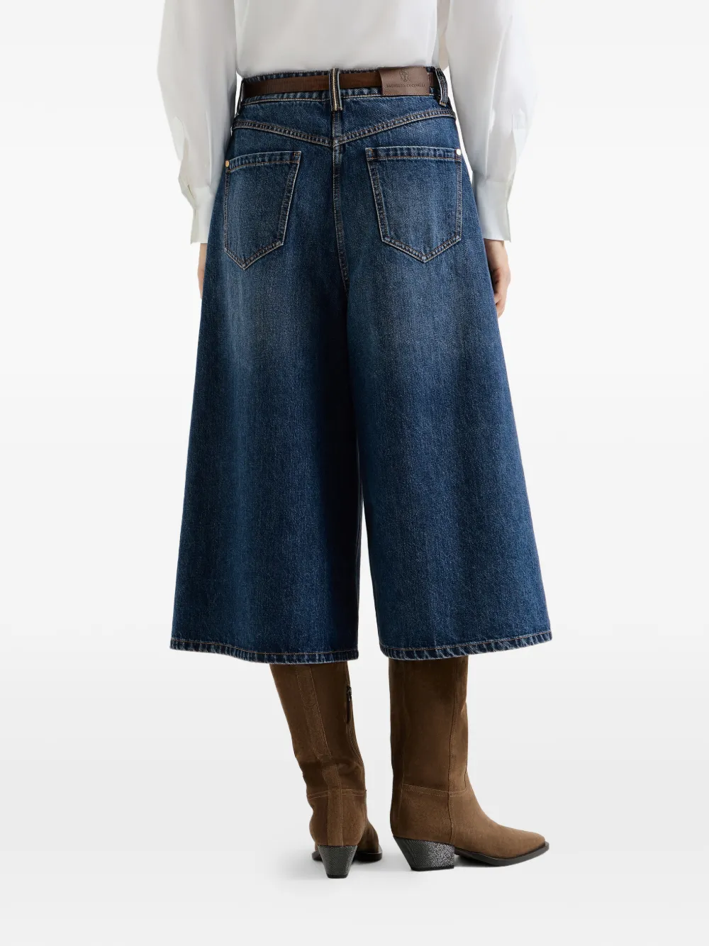 Brunello Cucinelli Cropped jeans met monili Blauw