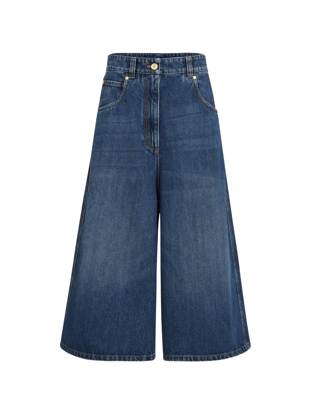 Brunello Cucinelli cropped denim trousers with monili - Blue