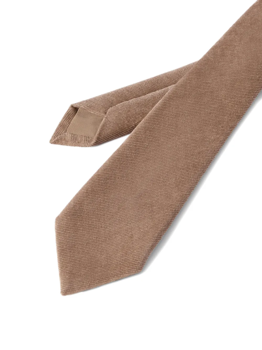 Brunello Cucinelli Ribfluwelen stropdas Beige