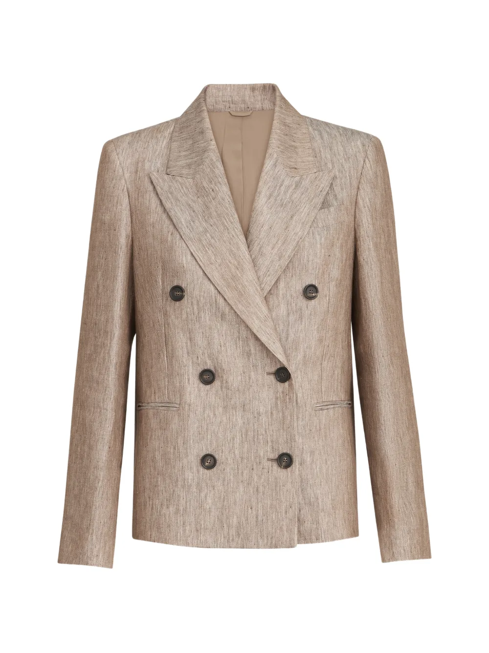 Brunello Cucinelli linen denim blazer with monili - Nude