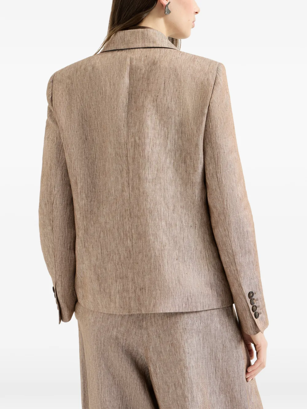 Brunello Cucinelli Linnen denim blazer met Monili Beige