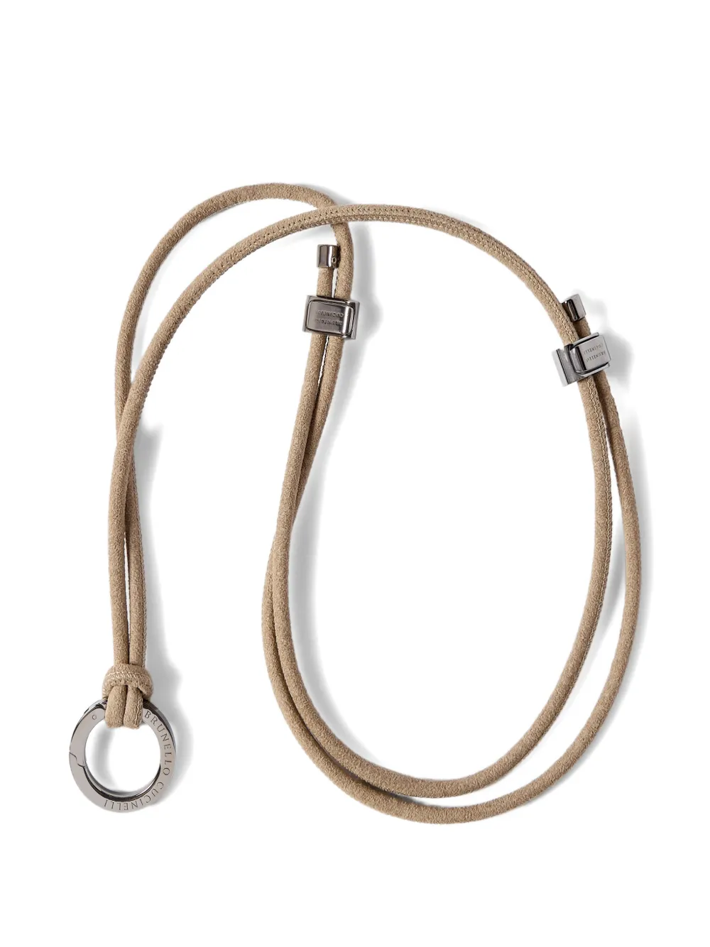 Brunello Cucinelli Alcantara glazen koord met monili Beige