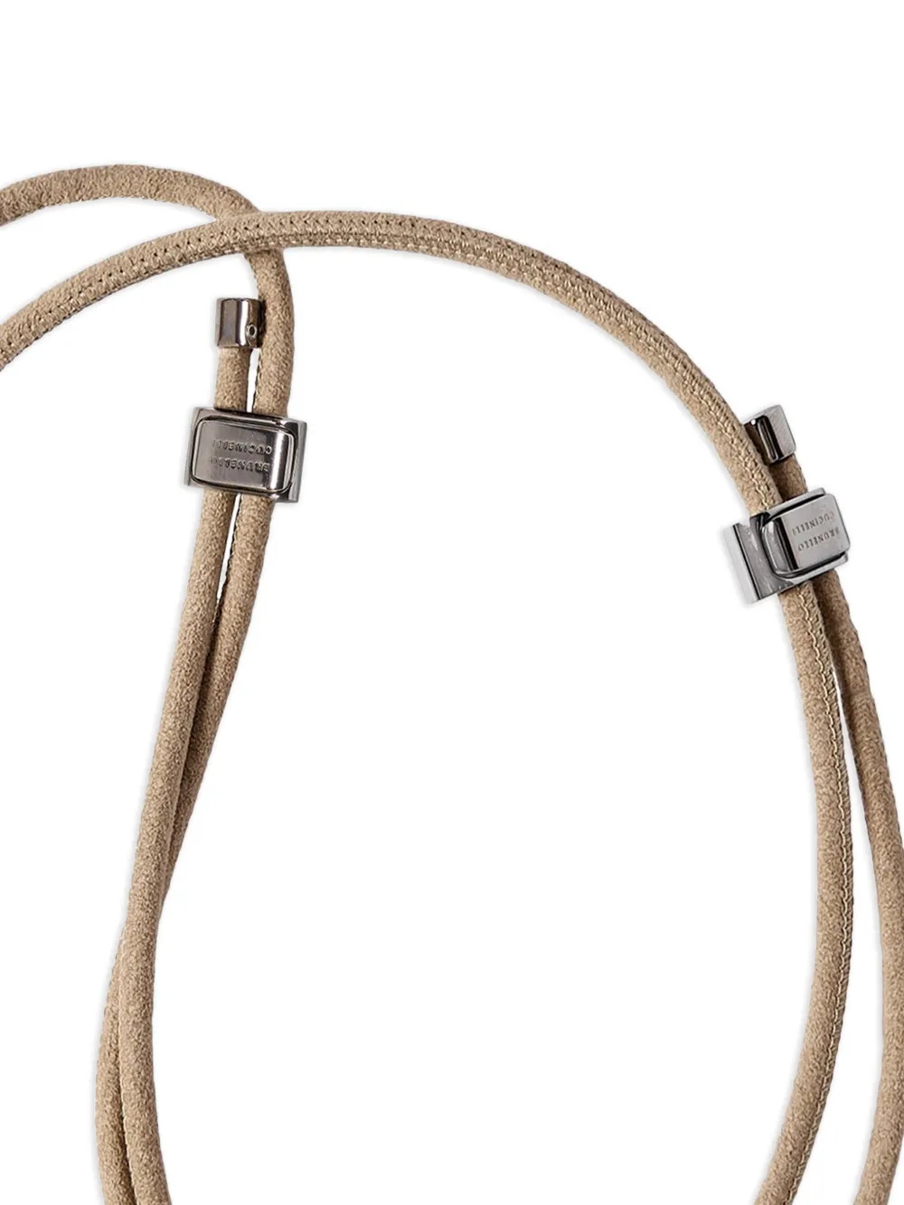 Brunello Cucinelli Alcantara glazen koord met monili Beige
