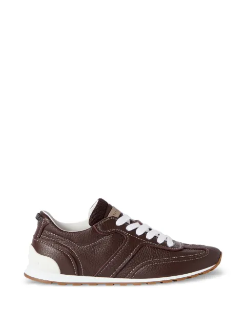 Brunello Cucinelli Runner aus weichem Leder mit glänzenden Schlaufen
