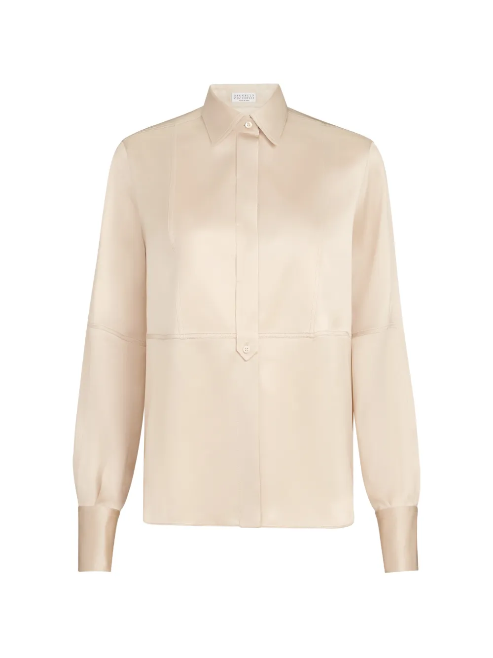 Brunello Cucinelli stretch silk satin shirt with monili - Toni neutri